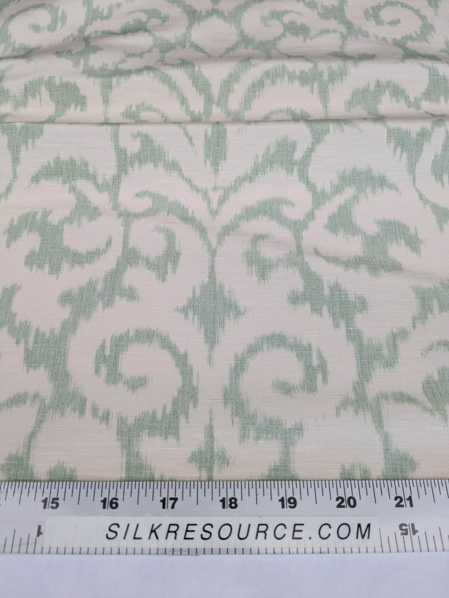 Scalamandre Swirl Seafoam Aqua Blue Green White Scroll Damask Ikat Linen Silk MSRP USD 372/y