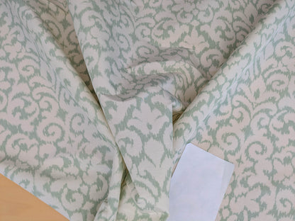 Scalamandre Swirl Seafoam Aqua Blue Green White Scroll Damask Ikat Linen Silk MSRP USD 372/y