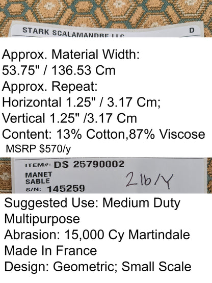 Scalamandre Old World Weavers Manet Sable Blue  Brown Velvet Viscose Small Scales Geometric MSRP USD570/y