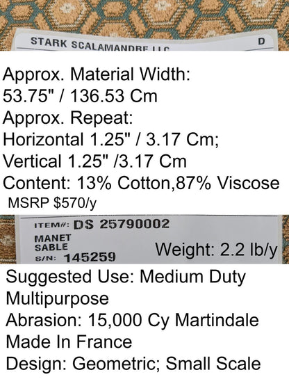 Scalamandre Old World Weavers Manet Sable Blue  Brown Velvet Viscose Small Scales Geometric MSRP USD570/y