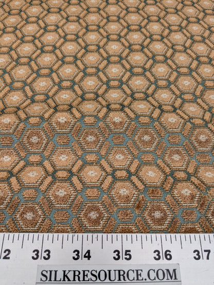 Scalamandre Old World Weavers Manet Sable Blue  Brown Velvet Viscose Small Scales Geometric MSRP USD570/y