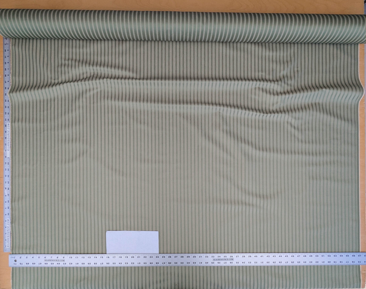 Scalamandre Chopin Stripe Reseda Green Bay Grey Green Silk Cotton MSRP USD 240/Yard