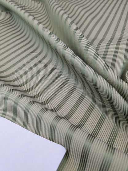 Scalamandre Chopin Stripe Reseda Green Bay Grey Green Silk Cotton MSRP USD 240/Yard