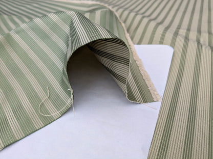 Scalamandre Chopin Stripe Reseda Green Bay Grey Green Silk Cotton MSRP USD 240/Yard