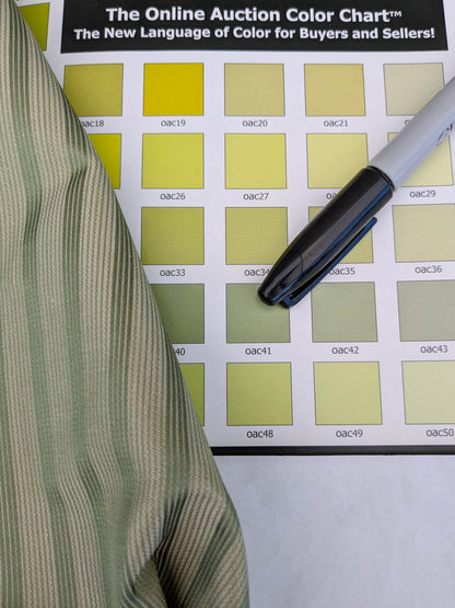 Scalamandre Chopin Stripe Reseda Green Bay Grey Green Silk Cotton MSRP USD 240/Yard