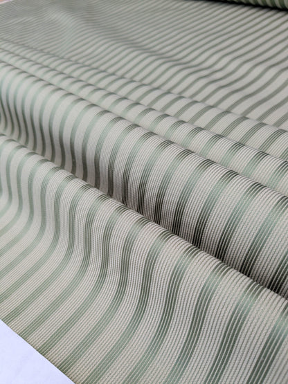 Scalamandre Chopin Stripe Reseda Green Bay Grey Green Silk Cotton MSRP USD 240/Yard