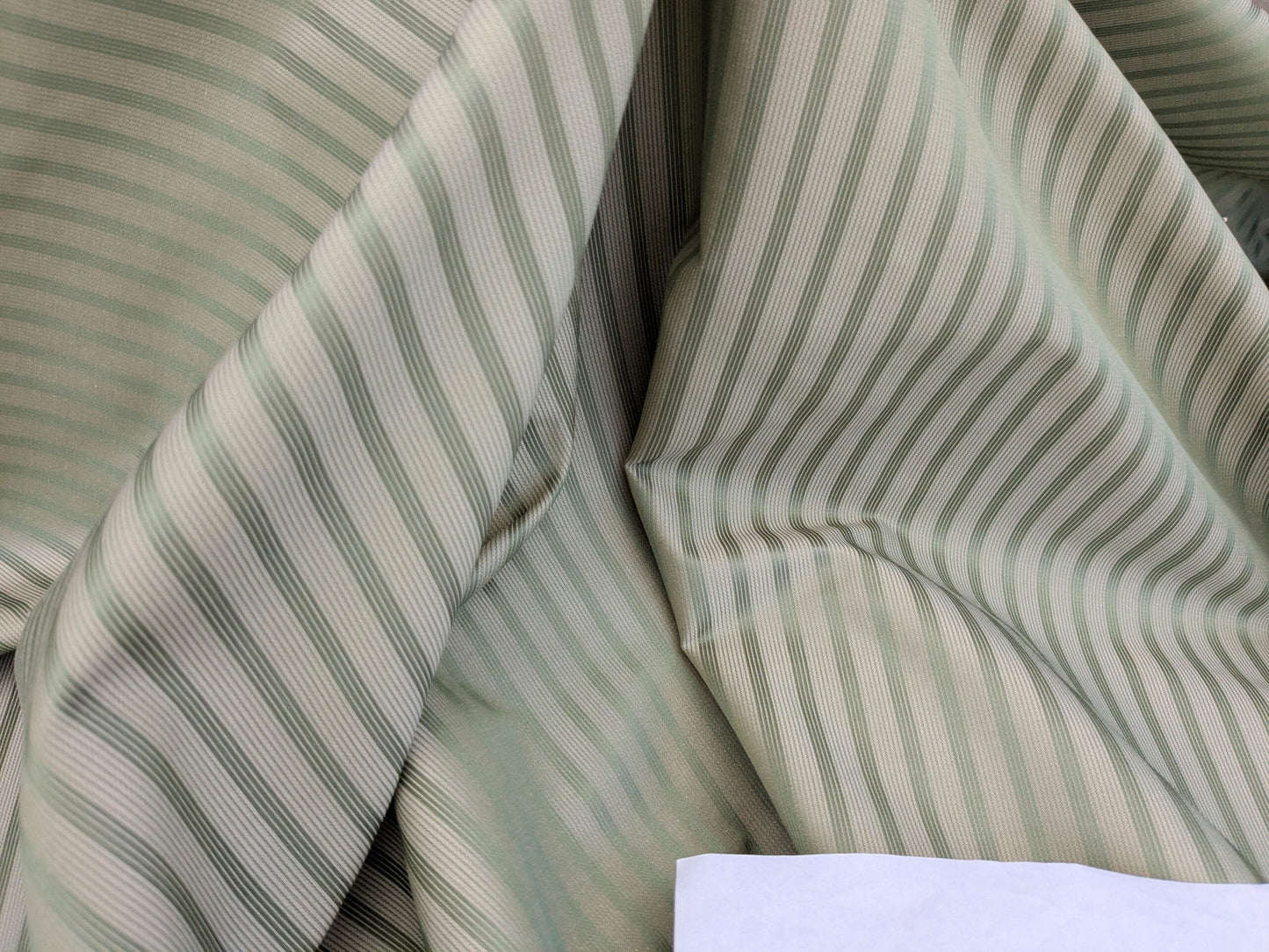 Scalamandre Chopin Stripe Reseda Green Bay Grey Green Silk Cotton MSRP USD 240/Yard
