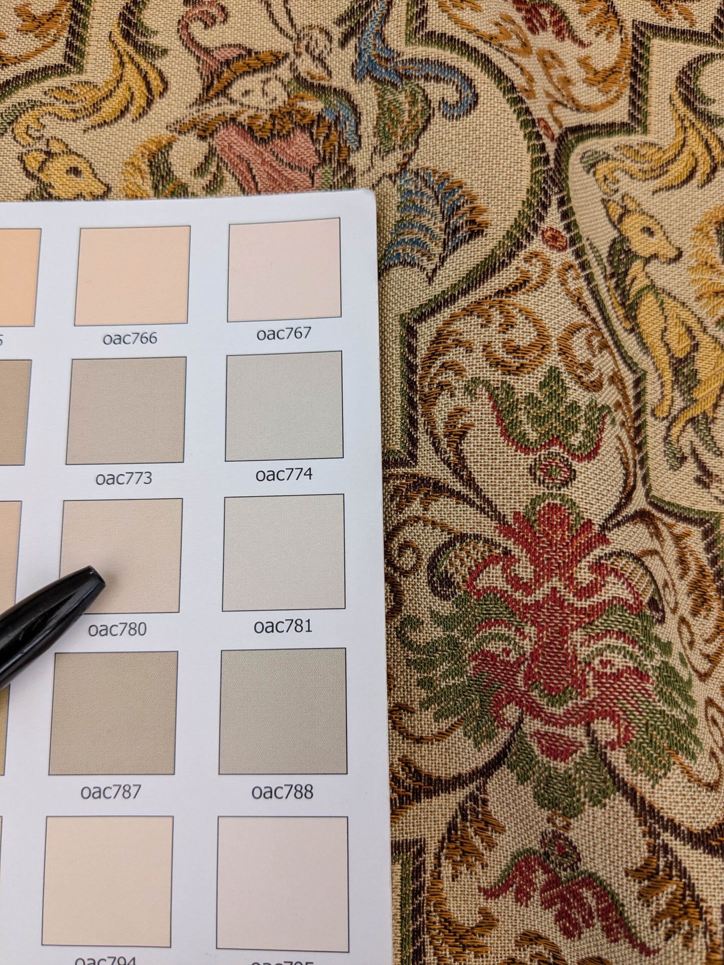 Scalamandre Medieval Man Multi  Beige Red Medallion Scenic Figurative Renaissance Fair Lion MSRP USD416/y