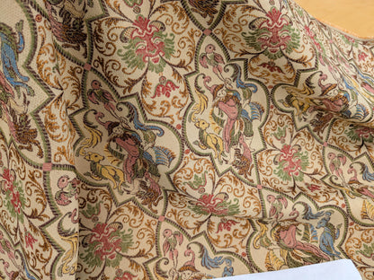Scalamandre Medieval Man Multi  Beige Red Medallion Scenic Figurative Renaissance Fair Lion MSRP USD416/y