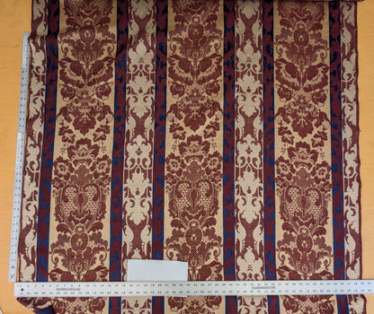 Scalamandre Renwick Gallery Wine Beige &amp; Blue Stripe Smithsonian American Art Museum Damask Renaissance Cotton MSRP USD 444/y
