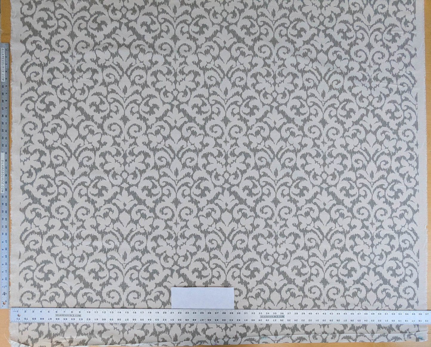 Scalamandre Swirl Grey Beige Scroll Damask Ikat Linen Silk MSRP USD 372/y