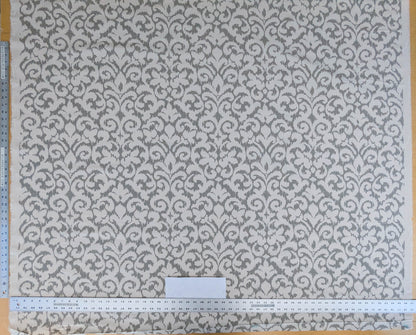 Scalamandre Swirl Grey Beige Scroll Damask Ikat Linen Silk MSRP USD 372/y