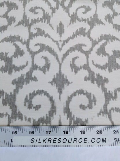 Scalamandre Swirl Grey Beige Scroll Damask Ikat Linen Silk MSRP USD 372/y
