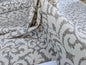 Scalamandre Swirl Grey Beige Scroll Damask Ikat Linen Silk MSRP USD 372/y