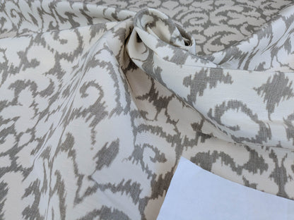 Scalamandre Swirl Grey Beige Scroll Damask Ikat Linen Silk MSRP USD 372/y