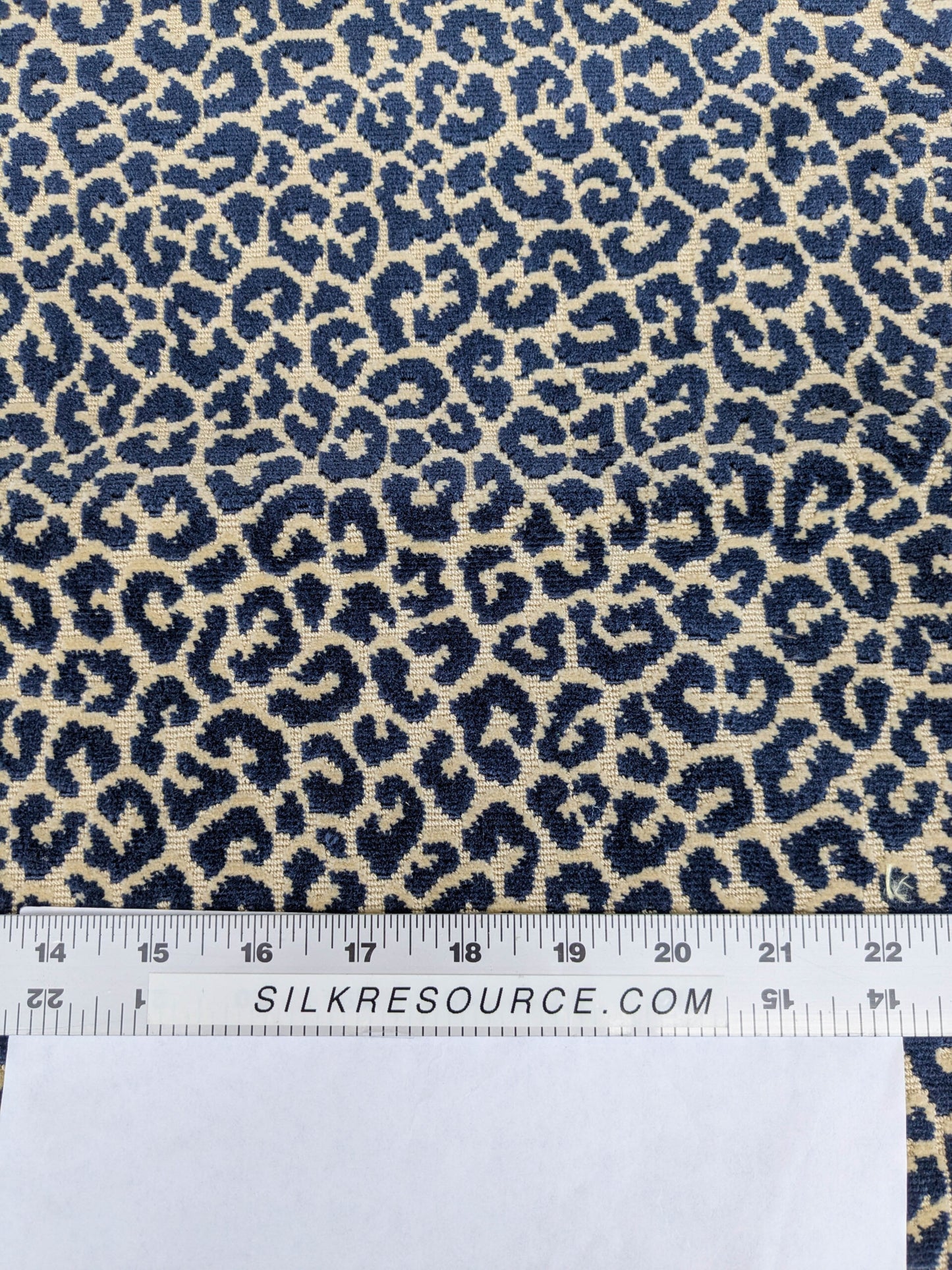 1.4Y Scalamandre Panthera Velvet Indigo Blue Beige Panther Leopard Skin Cotton MSRP USD 395/Y