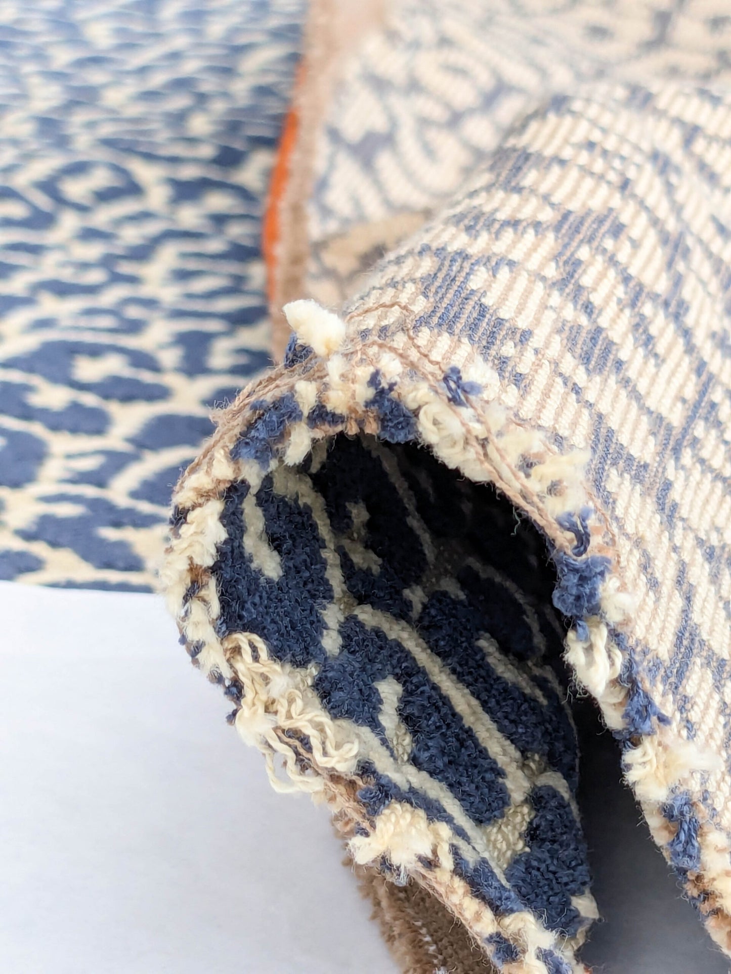 1.4Y Scalamandre Panthera Velvet Indigo Blue Beige Panther Leopard Skin Cotton MSRP USD 395/Y