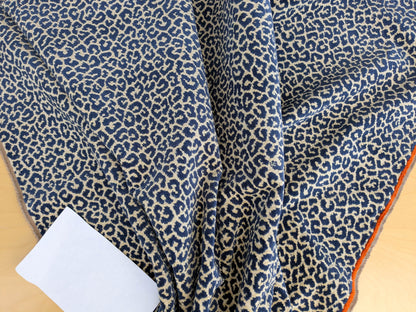 1.4Y Scalamandre Panthera Velvet Indigo Blue Beige Panther Leopard Skin Cotton MSRP USD 395/Y