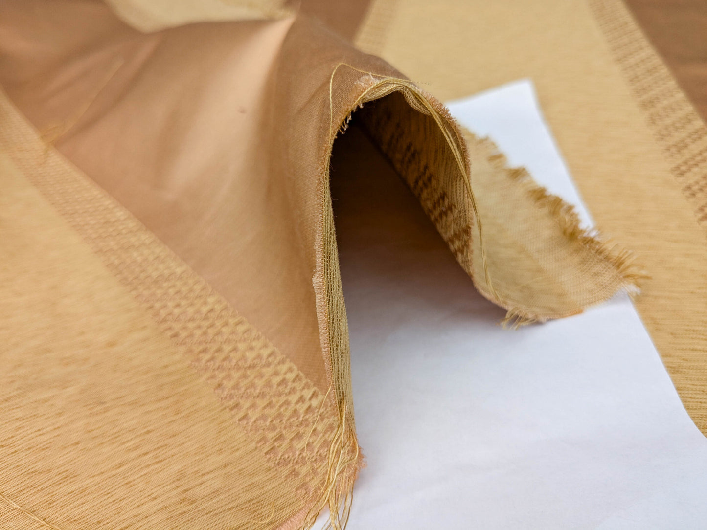 Scalamandre Arzano Peach Brown Silk Cotton Wide Stripe MSRP USD 332/y