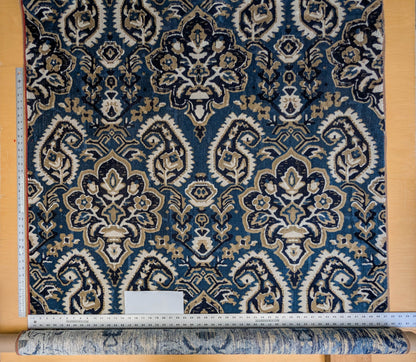 Scalamandre Oushak Linen Velvet Indigo Blue Brown Black  Damask Art Deco MSRP US638/Y