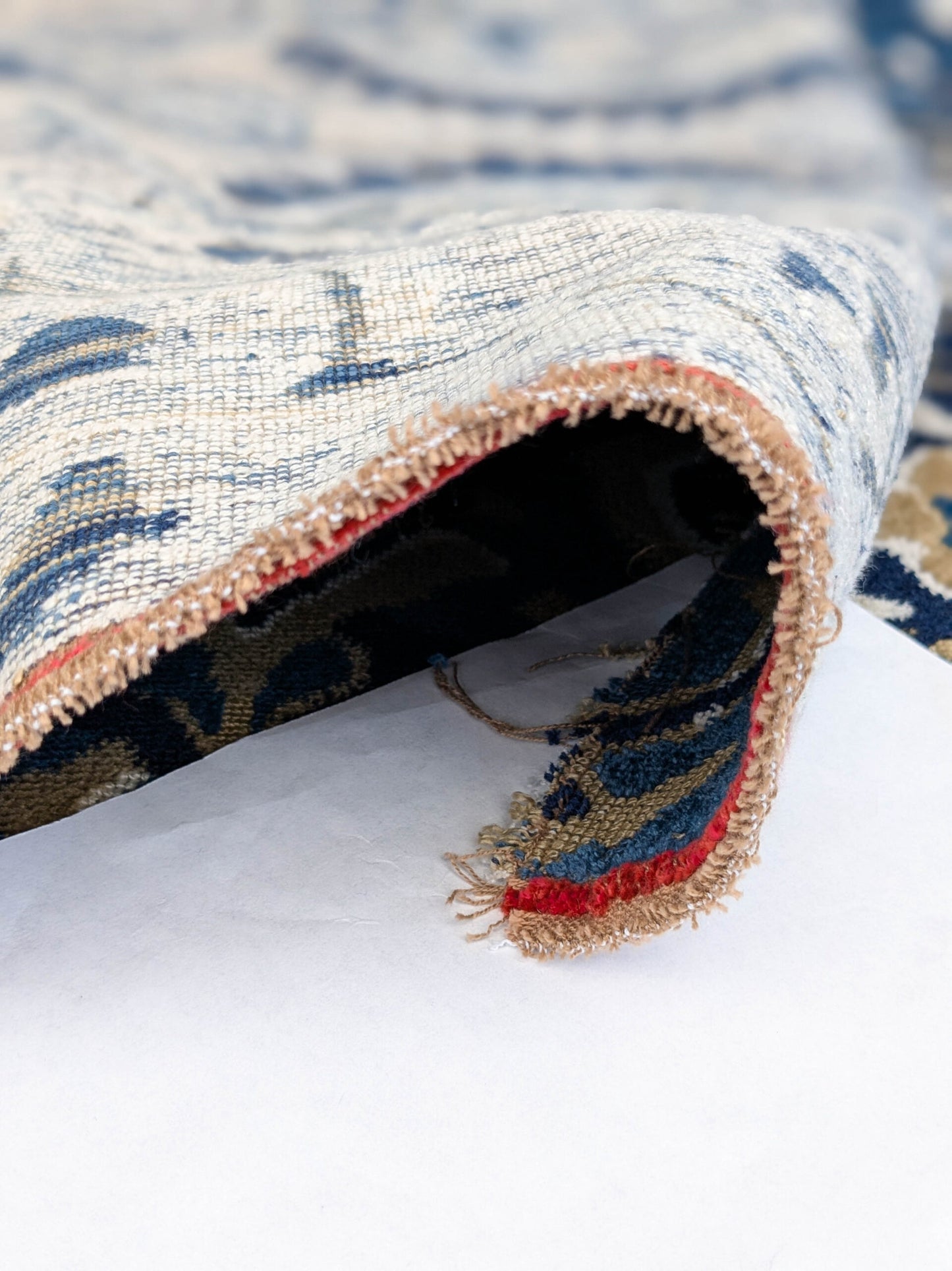 Scalamandre Oushak Linen Velvet Indigo Blue Brown Black  Damask Art Deco MSRP US638/Y