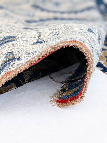 Scalamandre Oushak Linen Velvet Indigo Blue Brown Black  Damask Art Deco MSRP US638/Y