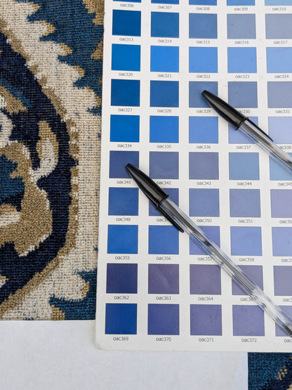 Scalamandre Oushak Linen Velvet Indigo Blue Brown Black  Damask Art Deco MSRP US638/Y