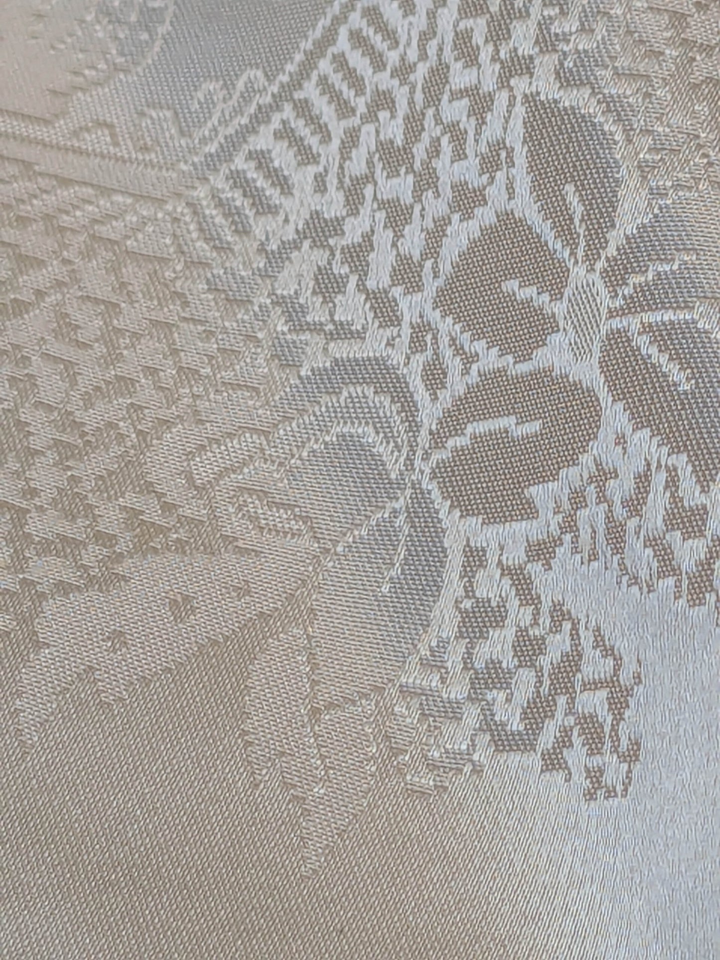 100% Silk Damask Chinoiserie Toile Music Garden "nimbus" Cream White