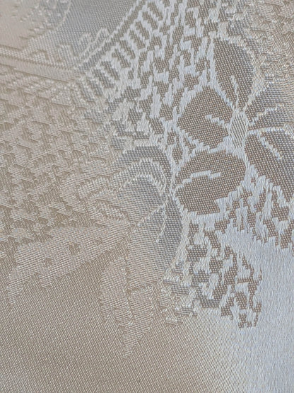 100% Silk Damask Chinoiserie Toile Music Garden "nimbus" Cream White
