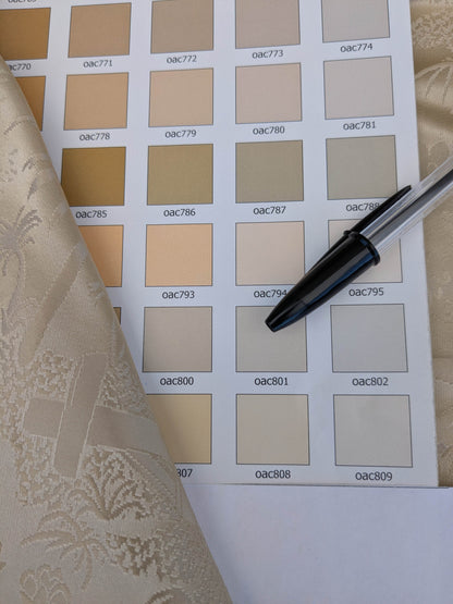 100% Silk Damask Chinoiserie Toile Music Garden "nimbus" Cream White