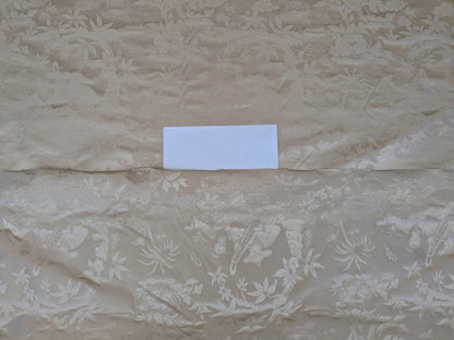 100% Silk Damask Chinoiserie Toile Music Garden "nimbus" Cream White