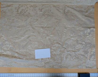 100% Silk Damask Chinoiserie Toile Music Garden "nimbus" Cream White