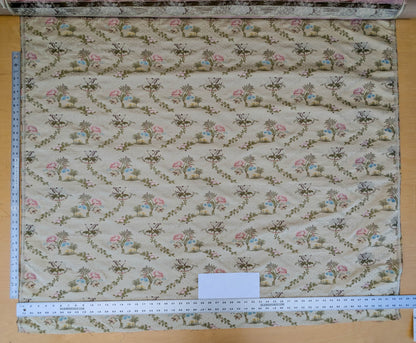 Scalamandre Lelievre Lampas Poussin Beige Green Pink Silk Floral Weave MSRP USD 1472/y