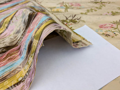 Scalamandre Lelievre Lampas Poussin Beige Green Pink Silk Floral Weave MSRP USD 1472/y