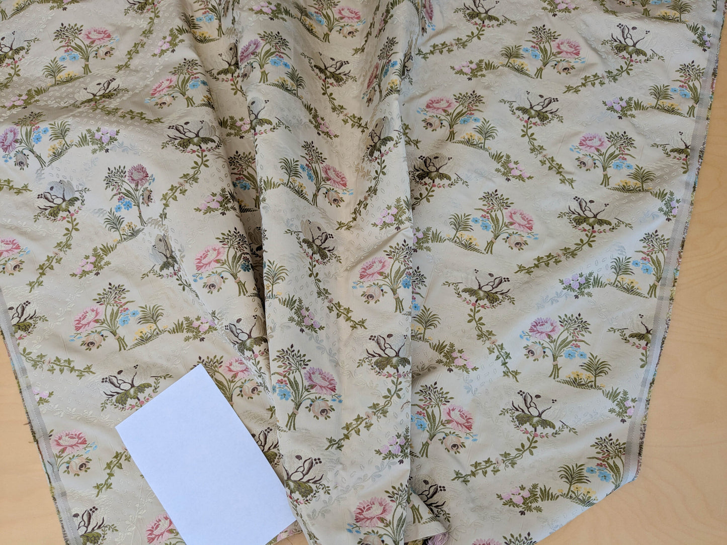 Scalamandre Lelievre Lampas Poussin Beige Green Pink Silk Floral Weave MSRP USD 1472/y