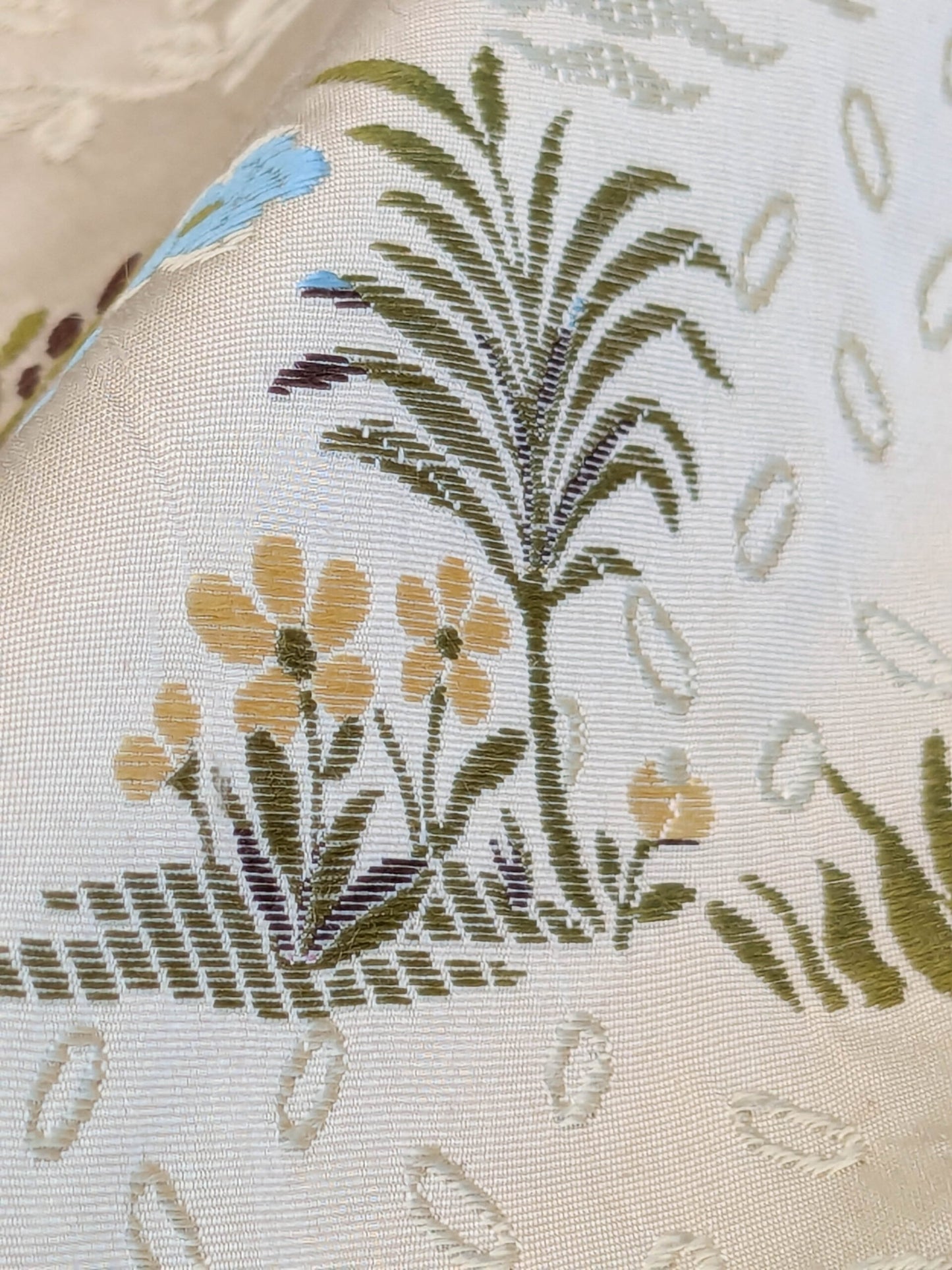 Scalamandre Lelievre Lampas Poussin Beige Green Pink Silk Floral Weave MSRP USD 1472/y