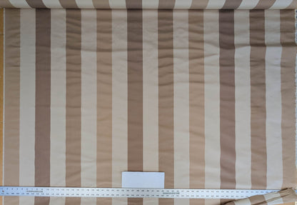 Scalamandre La Valliere Rayure Tan & Cream Brown Beige Reversible Silk Wide Stripe Historical French  MDRP USD 496/y