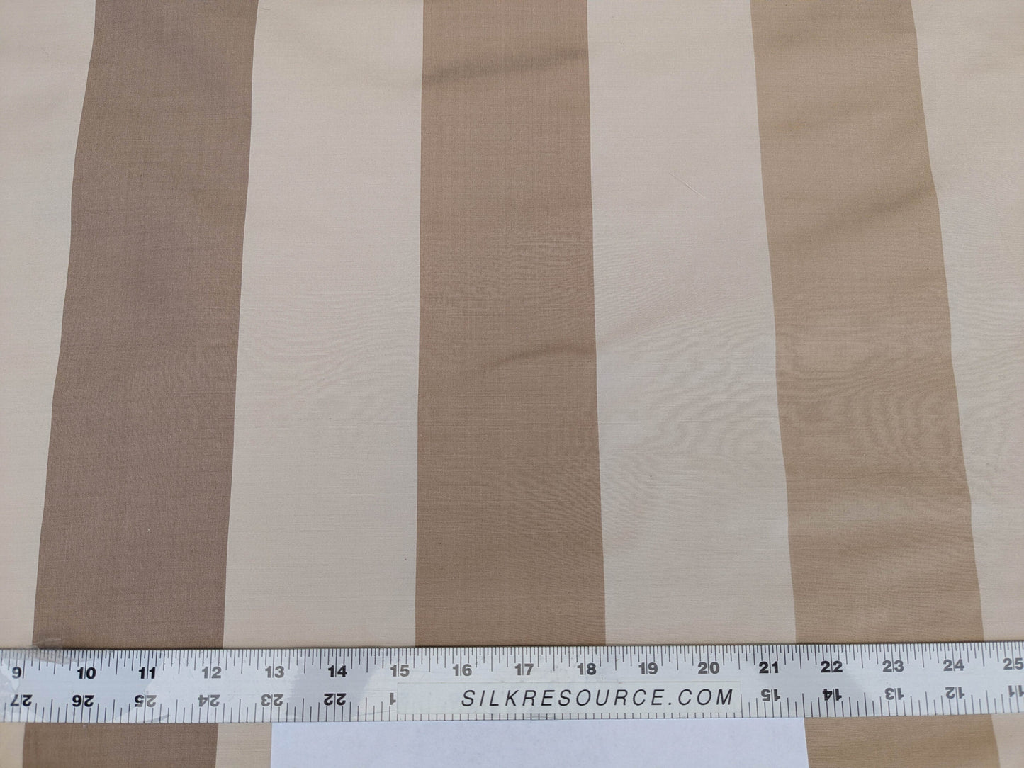 Scalamandre La Valliere Rayure Tan & Cream Brown Beige Reversible Silk Wide Stripe Historical French  MDRP USD 496/y