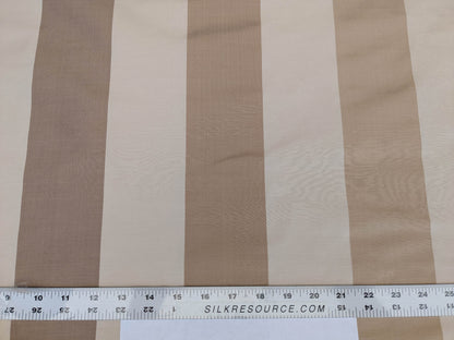 Scalamandre La Valliere Rayure Tan & Cream Brown Beige Reversible Silk Wide Stripe Historical French  MDRP USD 496/y