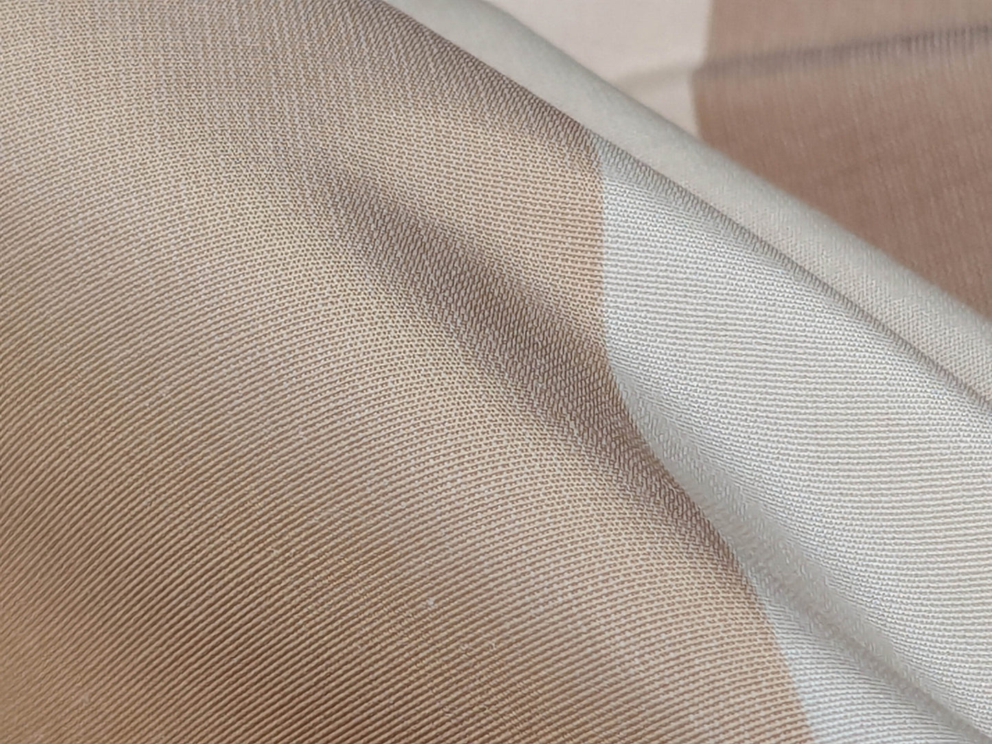 Scalamandre La Valliere Rayure Tan & Cream Brown Beige Reversible Silk Wide Stripe Historical French  MDRP USD 496/y