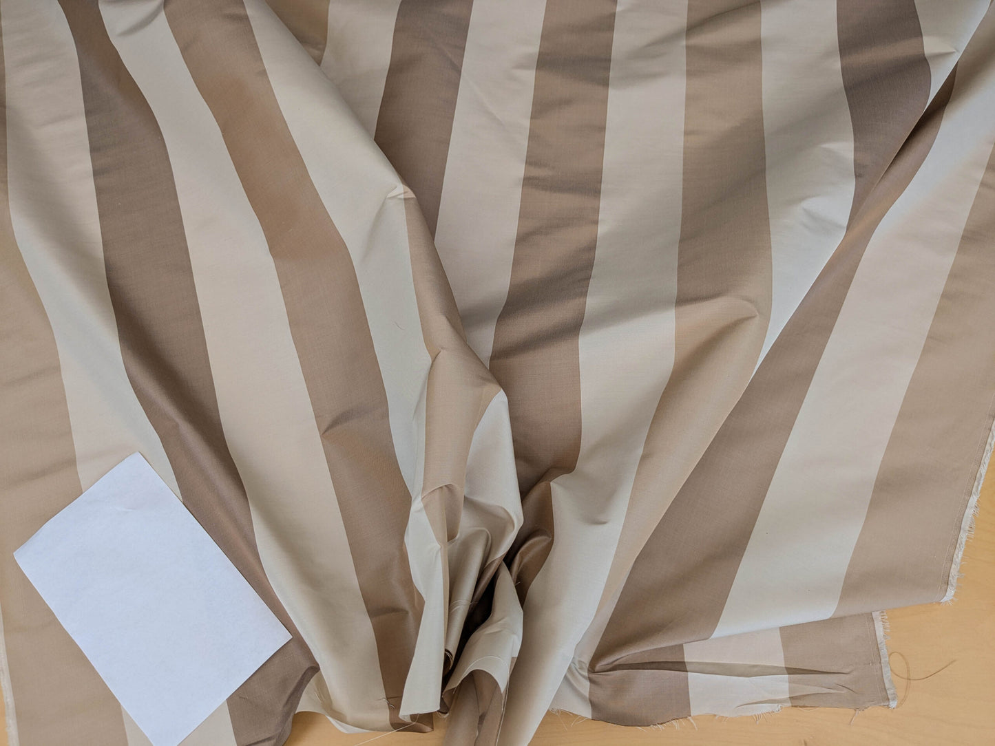 Scalamandre La Valliere Rayure Tan & Cream Brown Beige Reversible Silk Wide Stripe Historical French  MDRP USD 496/y