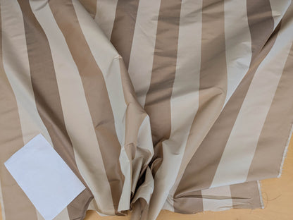 Scalamandre La Valliere Rayure Tan & Cream Brown Beige Reversible Silk Wide Stripe Historical French  MDRP USD 496/y