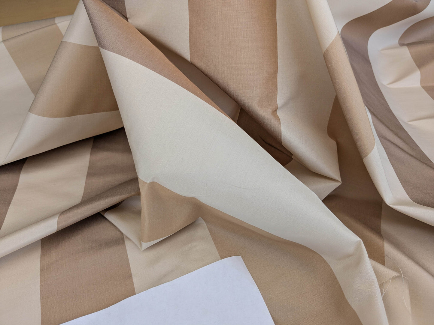 Scalamandre La Valliere Rayure Tan & Cream Brown Beige Reversible Silk Wide Stripe Historical French  MDRP USD 496/y