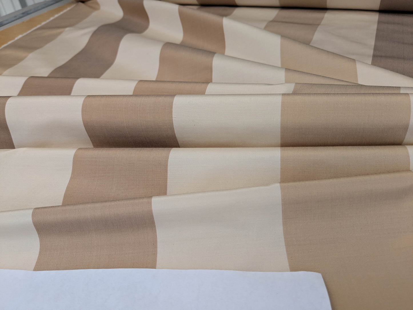 Scalamandre La Valliere Rayure Tan & Cream Brown Beige Reversible Silk Wide Stripe Historical French  MDRP USD 496/y