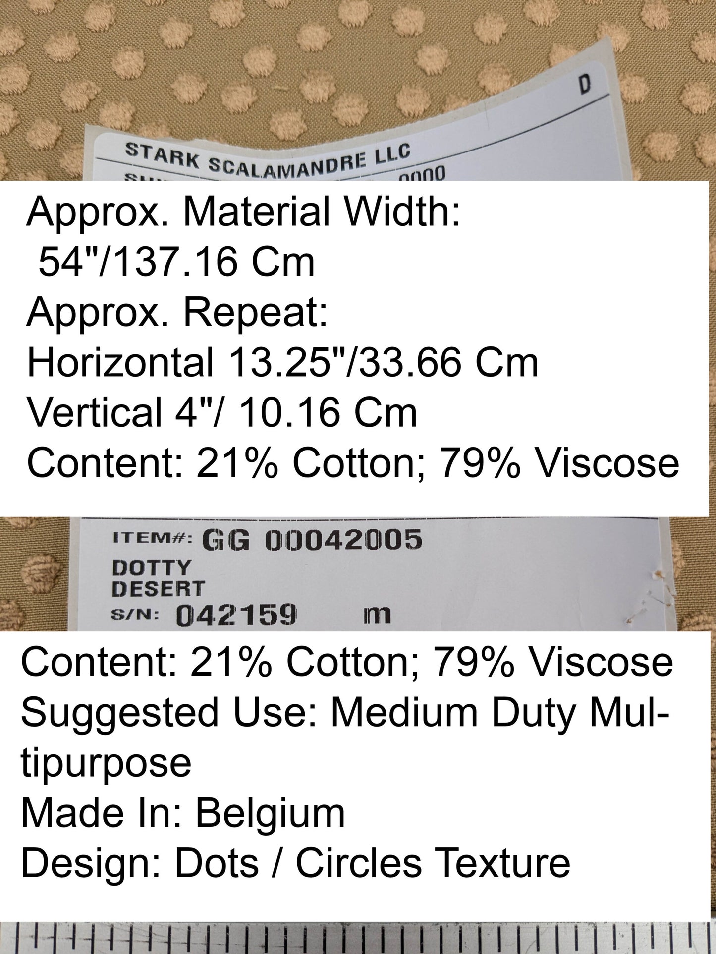 Scalamandre Dotty Desert Light  Brown Chenille Jacquard Heavy Dots Circles Animal Skin Viscose MSRP USD 410/y
