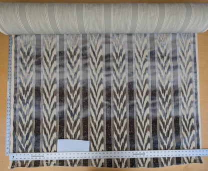 Scalamandre Marghillan Pewter Gray Off White Cotton Rayon Ikat Stripe Cut Velvet MSRP USD 738/y
