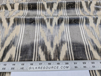 Scalamandre Marghillan Pewter Gray Off White Cotton Rayon Ikat Stripe Cut Velvet MSRP USD 738/y