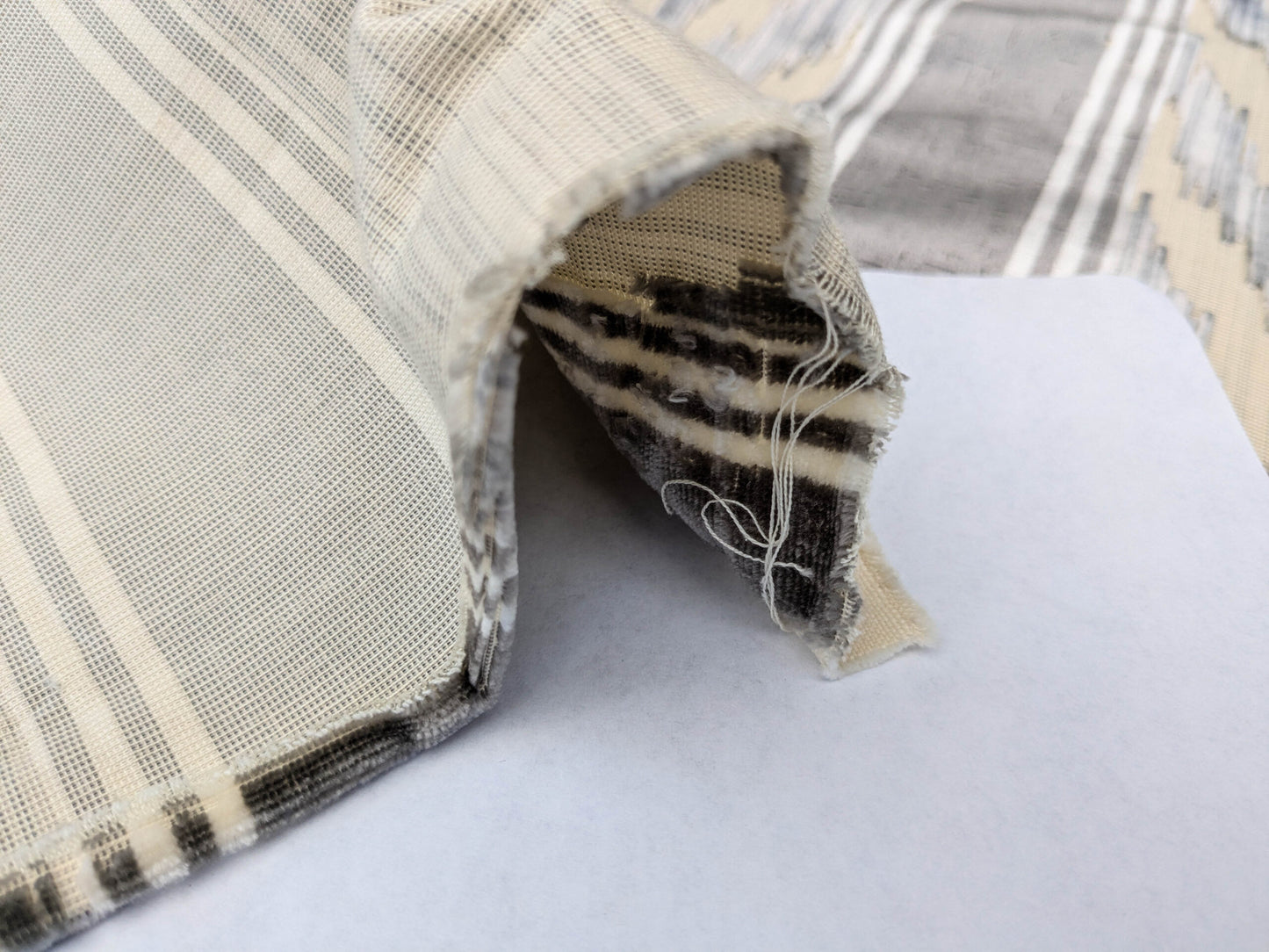 Scalamandre Marghillan Pewter Gray Off White Cotton Rayon Ikat Stripe Cut Velvet MSRP USD 738/y