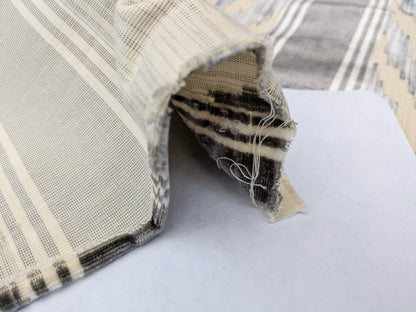 Scalamandre Marghillan Pewter Gray Off White Cotton Rayon Ikat Stripe Cut Velvet MSRP USD 738/y