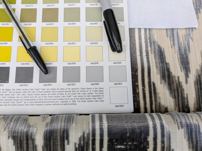 Scalamandre Marghillan Pewter Gray Off White Cotton Rayon Ikat Stripe Cut Velvet MSRP USD 738/y